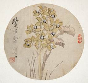 15049568虛谷芝蘭同芳圖團扇片